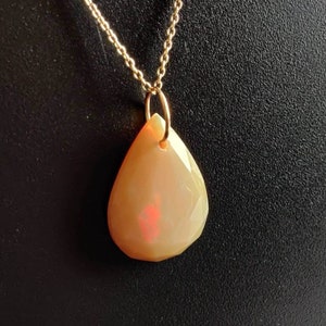 Natural Ethiopian Opal Pendant, 14K Solid Yellow Gold Ethiopian Opal Pendant, October Birthstone Pendant, Opal Jewelry, Christmas Present