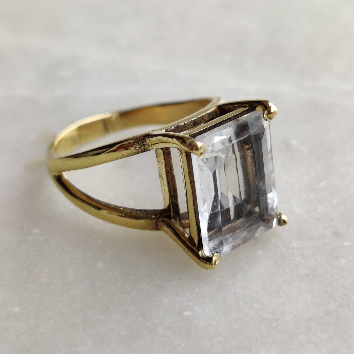 Natural Clear quartz ring Brass Ring high quality fashion Etsy