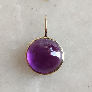 Natürlicher lila Amethyst-Anhänger, 14K solider Gelbgold-Amethyst-Anhänger, Februar-Birthstone-Anhänger, Lünette gesetzter Anhänger, Weihnachtsgeschenk