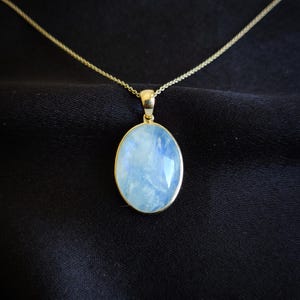 Natural Rainbow Moonstone Pendant, 14K Solid Yellow Gold Moonstone Pendant, June Birthstone Pendant, Moonstone Jewelry