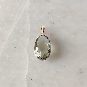 Natural Green Amethyst Pendant, 14K Solid Yellow Gold Amethyst Pendant, February Birthstone Pendant, Amethyst Jewelry, Valentine Present
