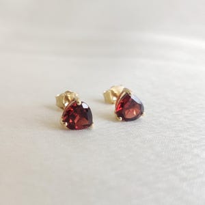 Natural Garnet Studs Earrings, 14K Solid Yellow Gold Garnet Studs Earrings, January Birthstone, Solid Gold Jewelry, Valentine Day Gift