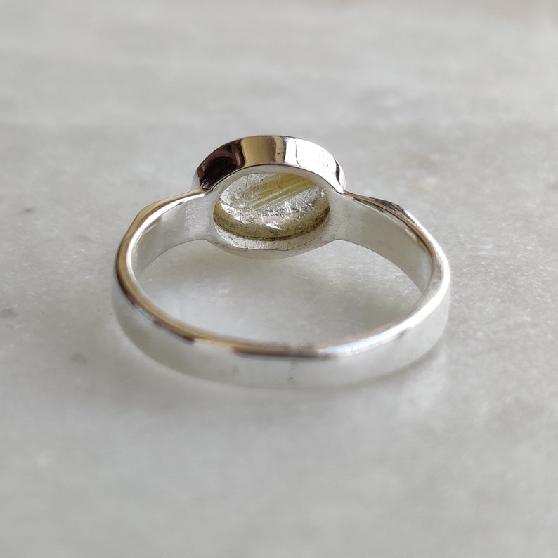Natural Golden rutile Ring Bold Statement Piece high quality fashion jewelry 92.5 Sterling Silver Ring