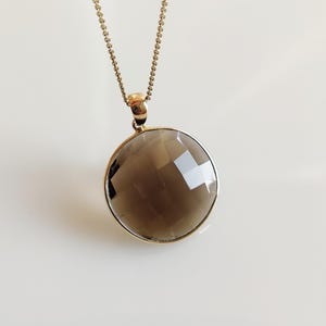 Natural Smoky Quartz Pendant, 14K Solid Yellow Gold Quartz Pendant, June Birthstone, Bezel Pendant, Valentine Gift, Smoky Quartz Jewelry