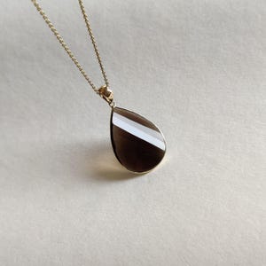 Natural Smoky Quartz Pendant, 14K Solid Yellow Gold Quartz Pendant, June Birthstone, Bezel Pendant, Valentine Gift, Smoky Quartz Jewelry
