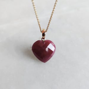 Natural Ruby Pendant, 14K Solid Yellow Gold Ruby Pendant, July Birthstone Pendant, Ruby Jewelry, Heart Pendant, Christmas Present
