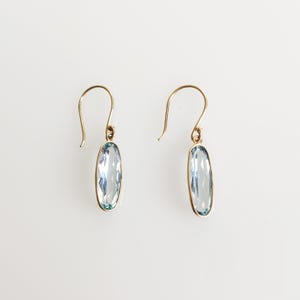 Natural Sky Blue Topaz Earrings, 14K Solid Yellow Gold Blue Topaz Earrings, December Birthstone, Sky Blue Topaz Jewelry, Valentine&#39;s Gift