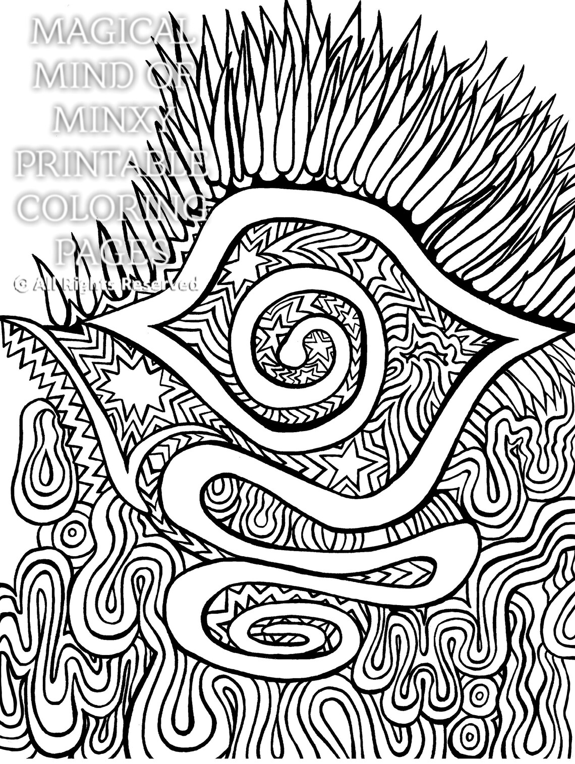 Hand Drawn Adult Coloring Page Psychedelic Magic Eye Art - Etsy