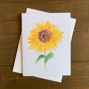 Gelbe Sonnenblume Grußkarten - Set von 9 Original Aquarell Kunstdrucke von Sonnenstrahl Gelbe Sonnenblume mit weißen Umschlägen