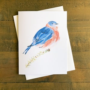 Bluebird Note Cards - Ensemble de 9 tirages d’art à l’aquarelle originaux d’un oiseau bleu avec enveloppes