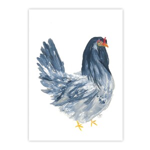 Impression aquarelle de poulet Egger de Pâques bleu
