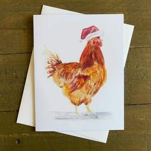 Santa Hat Chicken Christmas Cards Original Watercolor Set of 9 Chickens ...