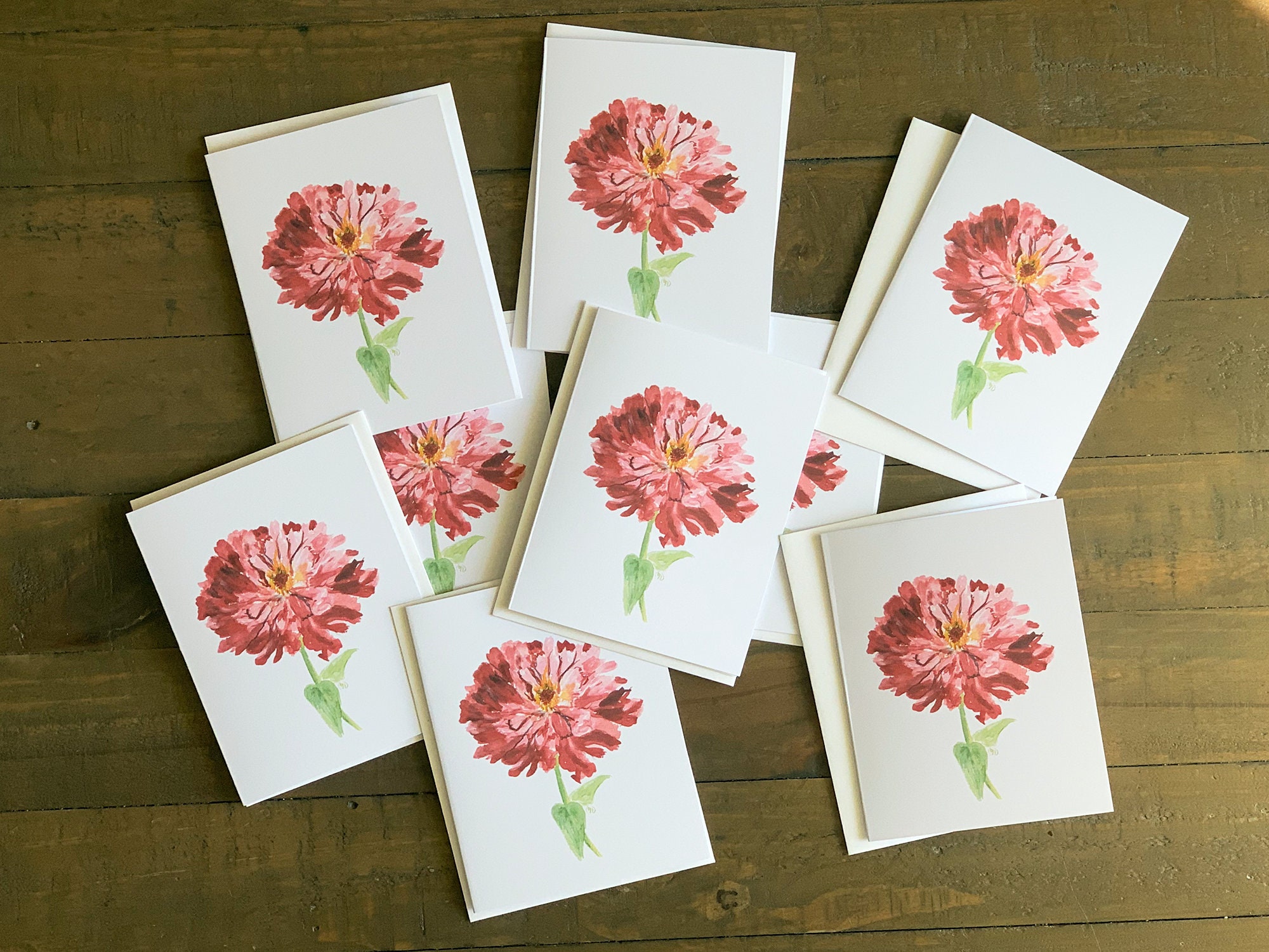 Zinnia Note Cards Set of 9 Original Watercolor Art Prints of Etsy Israel