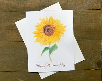 Tarjeta del Día de la Madre con girasoles: Impresión artística en acuarela