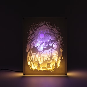 3D Merry Christmas Paper carving/Paper cut led light box Night light/Birthday Gift/Christmas Gift/Bedroom decor/living room decor