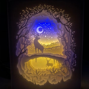 3D Can you see the moon Paper carving/Paper cut led light box Night light/Birthday Gif/Anniversary/Wedding/Bedroom decor/living room decor