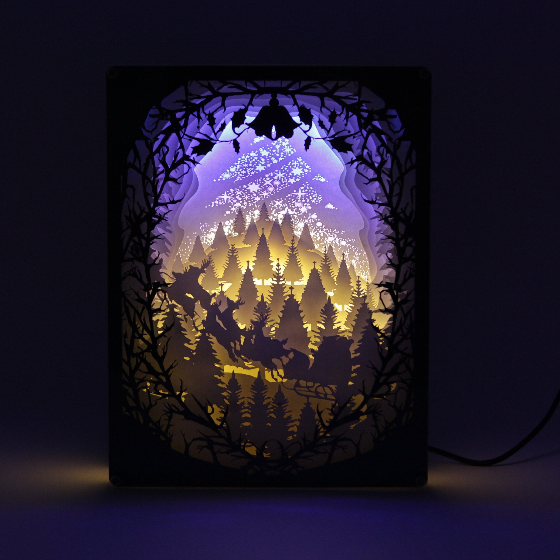 3D Christmas Tree Paper carving/Paper cut led light box Night | Etsy