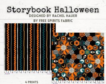 Storybook Halloween by Free Spirits Fabric Prints & Blenders by the 1/2 yard - Multiple Prints