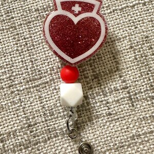 Nurse Heart Badge Reel /Badge Reels / Teacher or Nurse Badge Reel