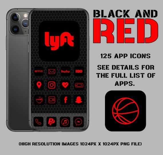 Ios 14 App Icons Schwarz Und Rot Etsy
