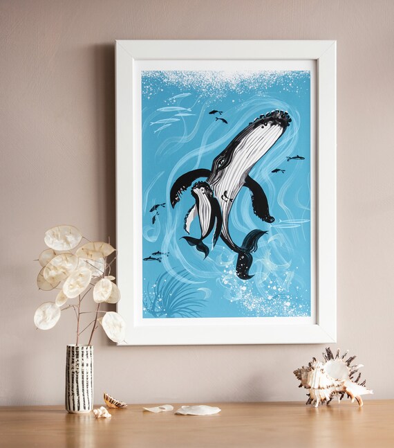 Whale Mother And Calf Fine Art Print S Day Gift Uk - Whale Gifts And Home Decor Uk
