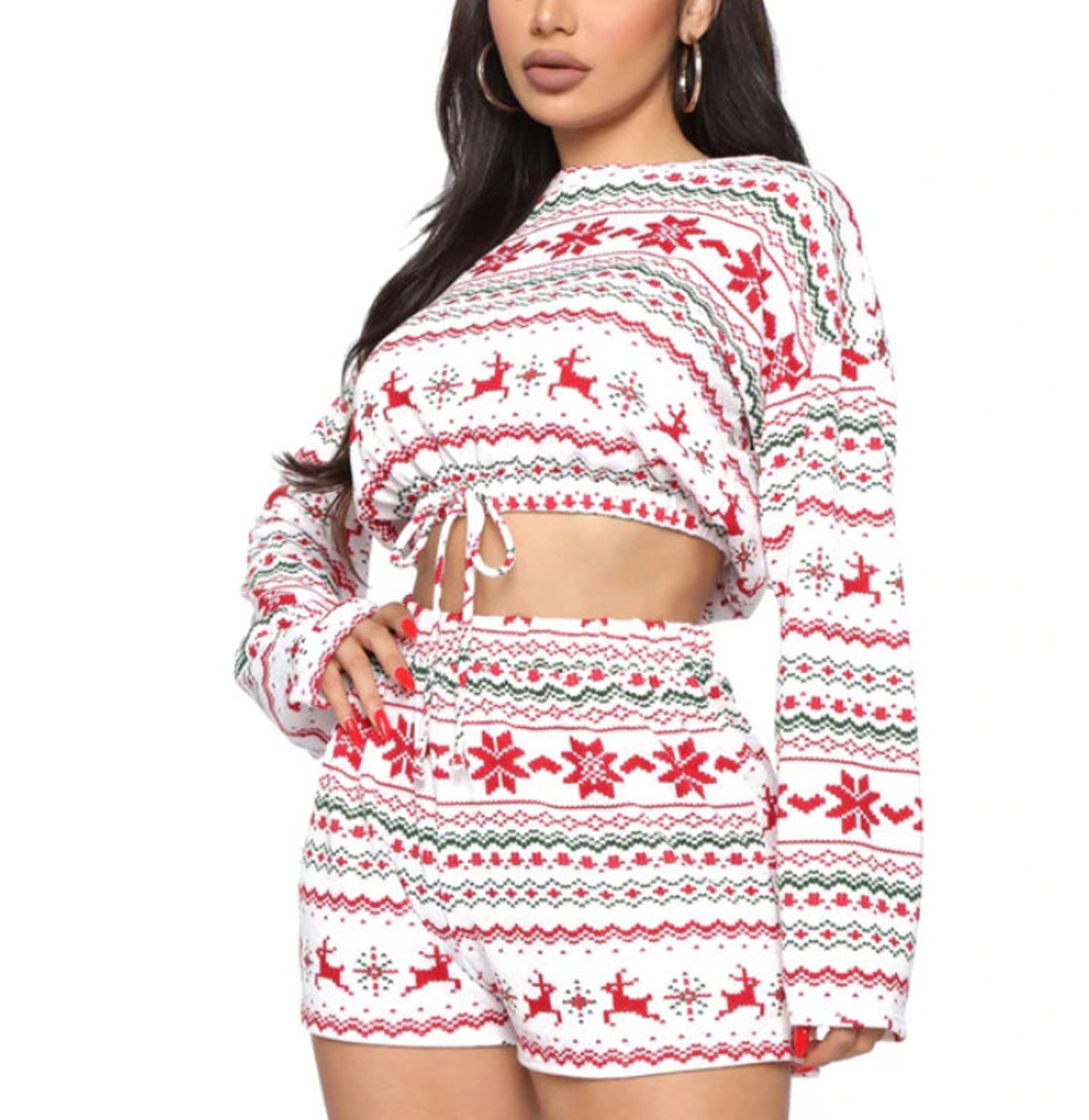 Women Christmas Pajamas Sets Printed Full Length Regular Etsy