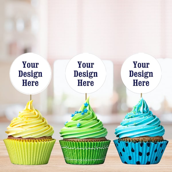 Custom Cupcake Toppers, Logo Decor, DIY, Personalized, Your Design, Cake Topper, Birthday, Wedding, Shower, DIY Cake, Party, Business Logo