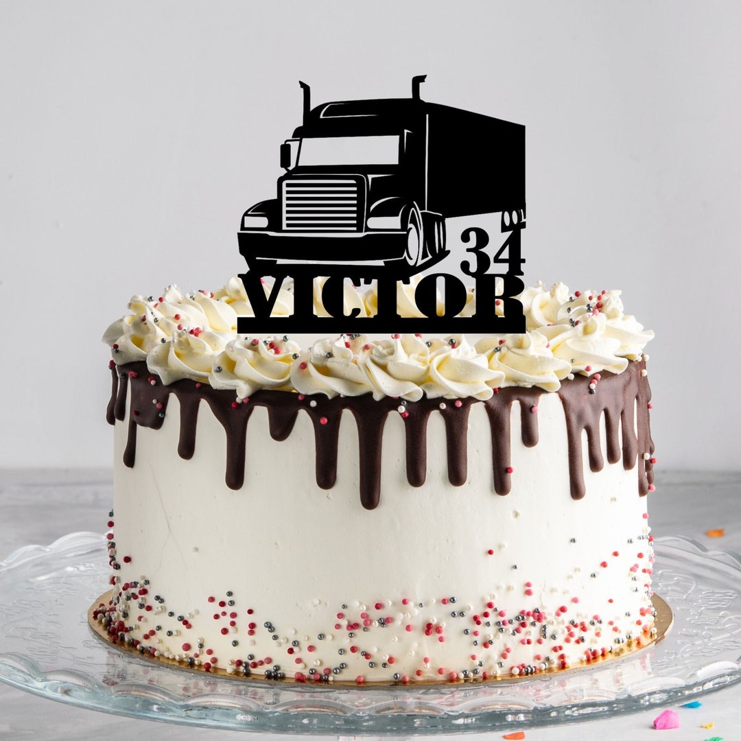Trucker Cake Topper, 18 Wheeler, Semi Truck, Birthday, Groom, Wedding ...