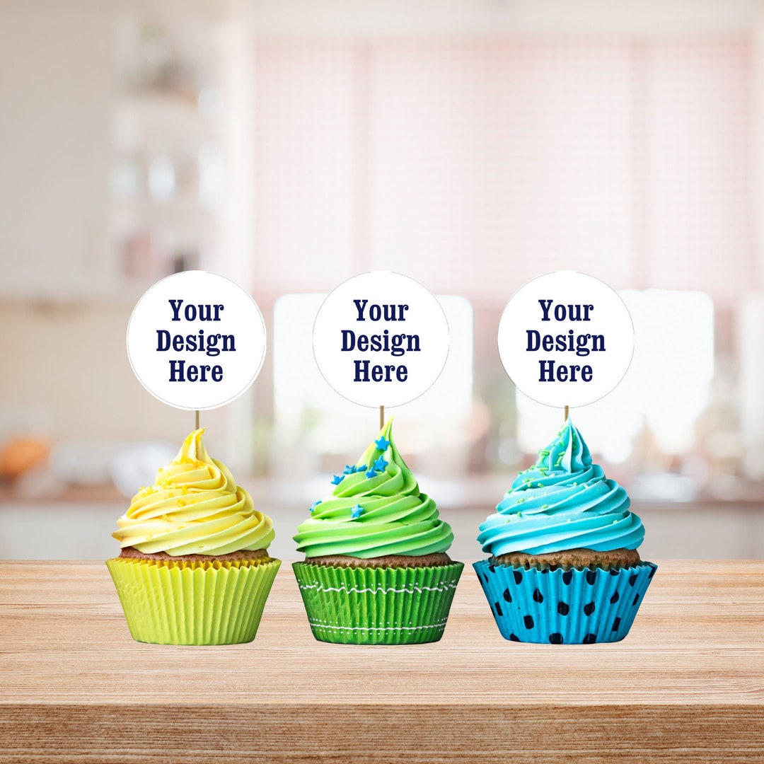 Custom Cupcake Toppers, Logo Decor, DIY, Personalized, Your Design ...