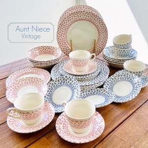Mix and Match Vintage English Ironstone Dishes Blue Provence Red Provence plates, bowls, teacups and saucers sold separately replacements c