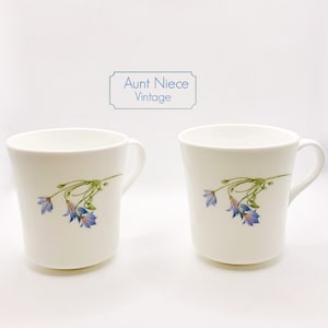 Set of Vintage Corning Coffee mugs &quot;Blue Dusk&quot; pattern corningware corelle pyrex bluebell flowers coffee cups c.1990s