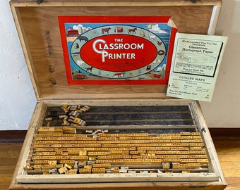 1932 Classroom Printer Stamp set with paper advertisement