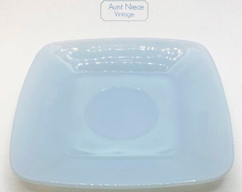 Sets of 2 Fire King Blue Azurite Saucers Charm Square Anchor Hocking