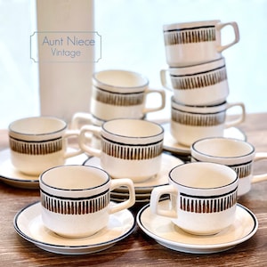 Vintage Lenox Percussion Coffee Cup and Saucer Set: 1970s Beige Tableware