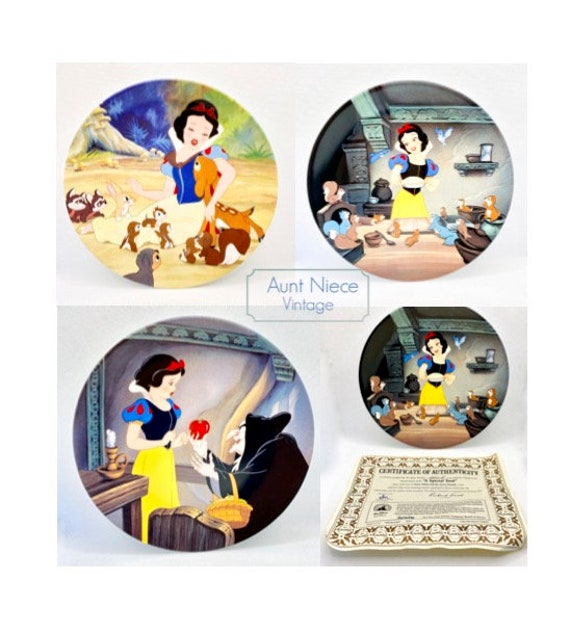 Vintage Snow White Disney Collector Plates Sold Individually Snow White Seven Dwarfs Collectible Bradford Exchange COA Retro Disney 1990s