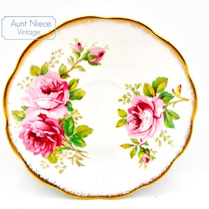 Vintage Royal Albert American Beauty Orphan Saucer Bone Crown backstamp || Royal Albert Saucer only  || Vintage Royal Albert Saucer