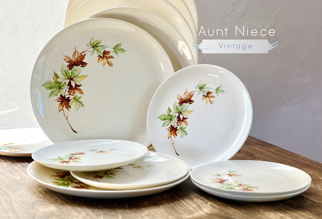 Mix and Match Vintage Plates Maple Leaf Dinner and Salad or Dessert