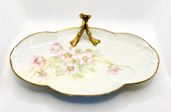 Wm Guerin & Co Limoges 花柄金縁陶磁器皿2枚セット Wm Guerin & Co Limoges 花柄金縁陶磁器皿2枚セット Wm Guerin &