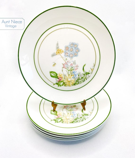 Set of 5 Vintage Royal Albert 6.5'' plates "Spring Dawn New Romance" c. 1970s