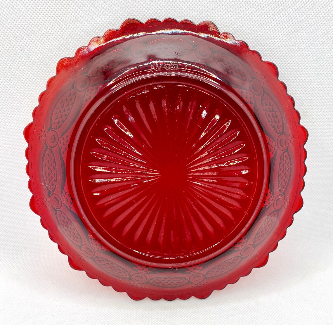 Set of 4 Vintage Avon Red Glass Dessert Salad Plates Vintage Etsy