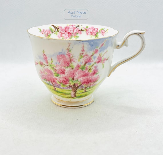 Royal Albert Blossom Time solo teacup no saucer Vintage tea cup pink cherry blossoms footed teacup c. 1940s