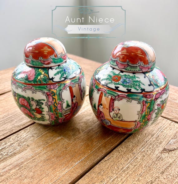 Vintage Macau Rose Medallion Tea Set: Japanese Wedding Scene