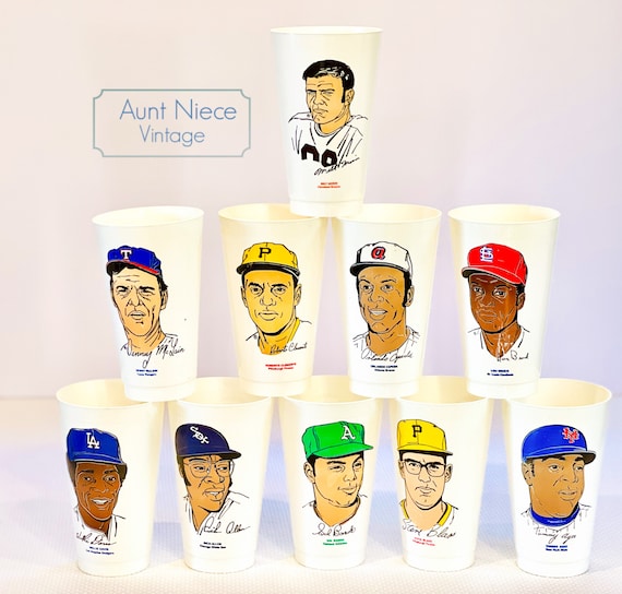 mix match vintage MLB and vintage NFL 7-11 collectible cups vintage sports gift retro mlb retro NFL gift c.1970s