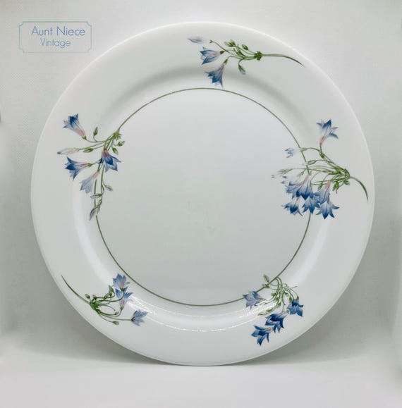 Selection of Vintage Corelle by Corning Blue Dusk 7in plates and 10in Plates salad and dinner plate purple bell flowers  c.1990s