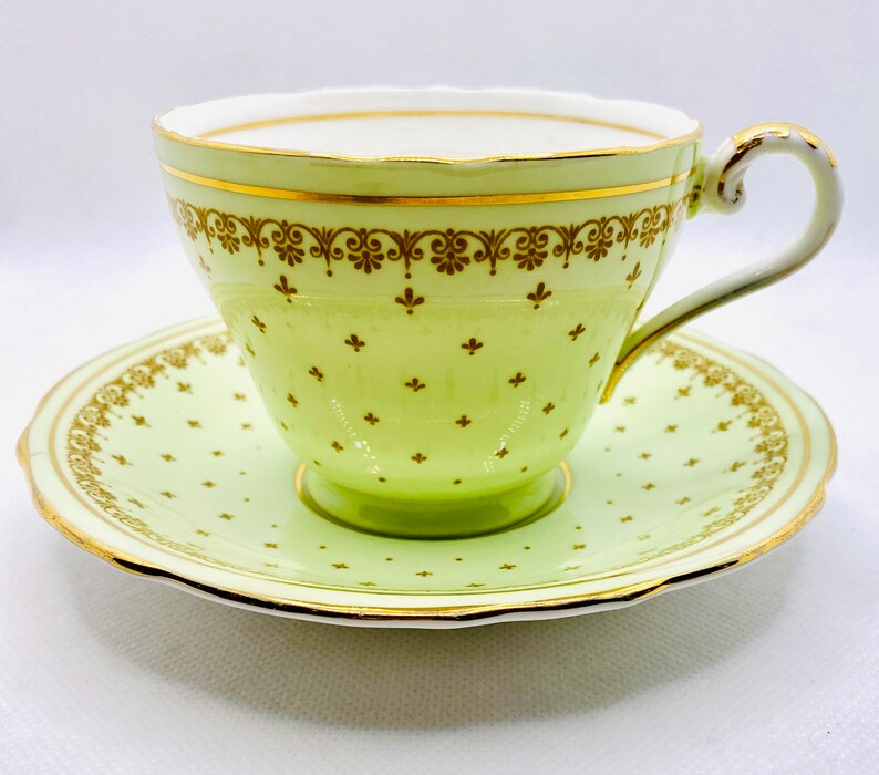 Vintage Teacup and Saucer Aynsley Bone China Mint Green With Etsy