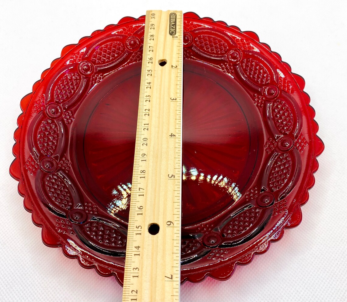 Set of 4 Vintage Avon Red Glass Dessert Salad Plates Vintage Etsy