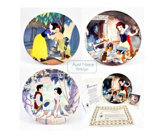 Vintage Snow White Disney Collector Plates Sold Individually Snow White Seven Dwarfs Collectible Bradford Exchange COA Retro Disney 1990s