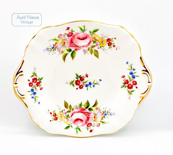 1960s Vintage Paragon Bone China Dovedale floral pattern candy dish or fruit plate