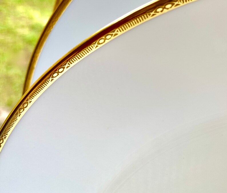 Vintage Royal Worcester Viscount Dinner Plate: White Gold XO Rim, 1960s 2 Dinner Plates