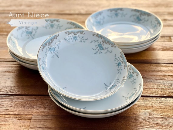 Sets and Single Vintage bowls Blue Seville Imperial China W. Dalton Made in Japan #5303  7.5'' bowls blue floral brown gold